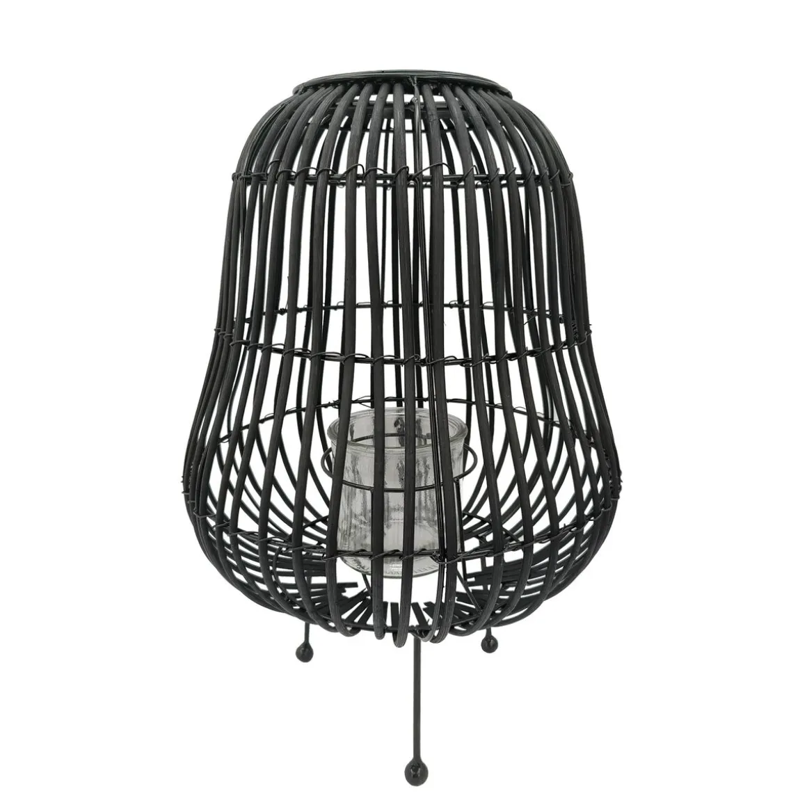 Laterne Bambus 31 x 44 cm schwarz