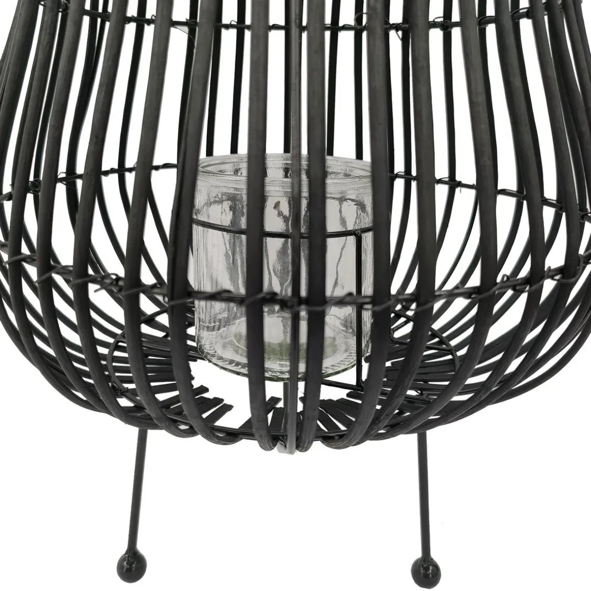 Laterne Bambus 31 x 44 cm schwarz