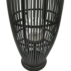 Laterne Bambus 27 x 72 cm schwarz