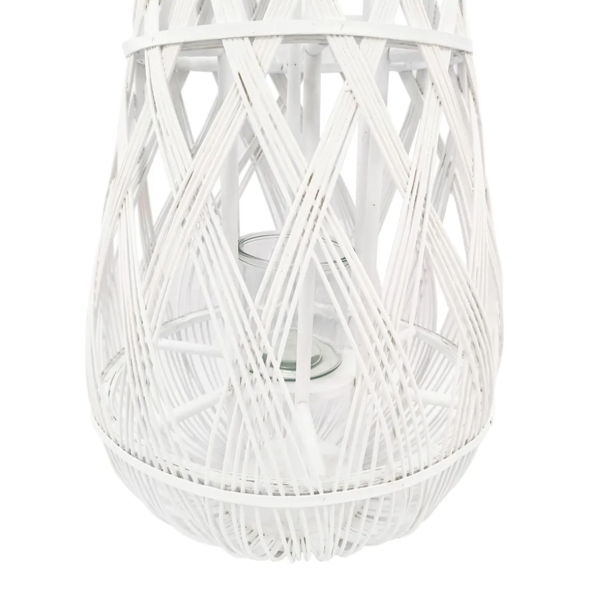 Laterne Bambus 39 x 77 cm weiss