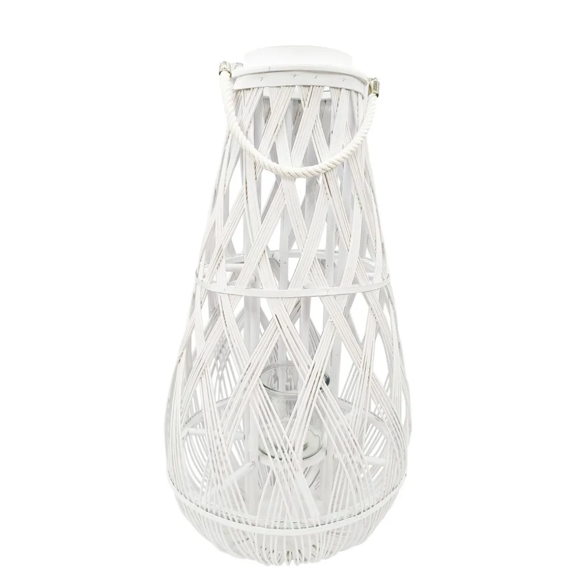 Laterne Bambus 39 x 77 cm weiss