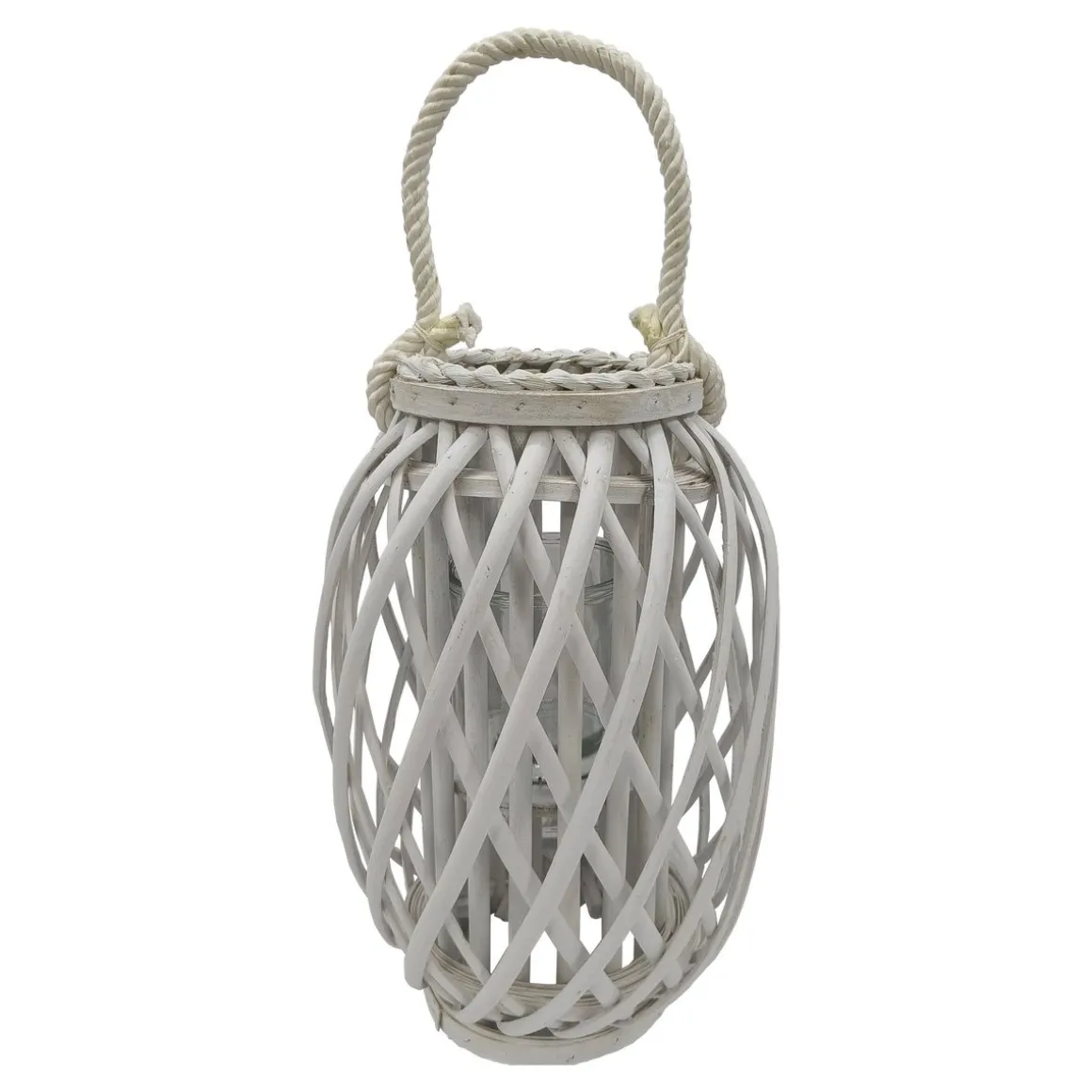 Laterne Bambus 26 x 40 cm weiss