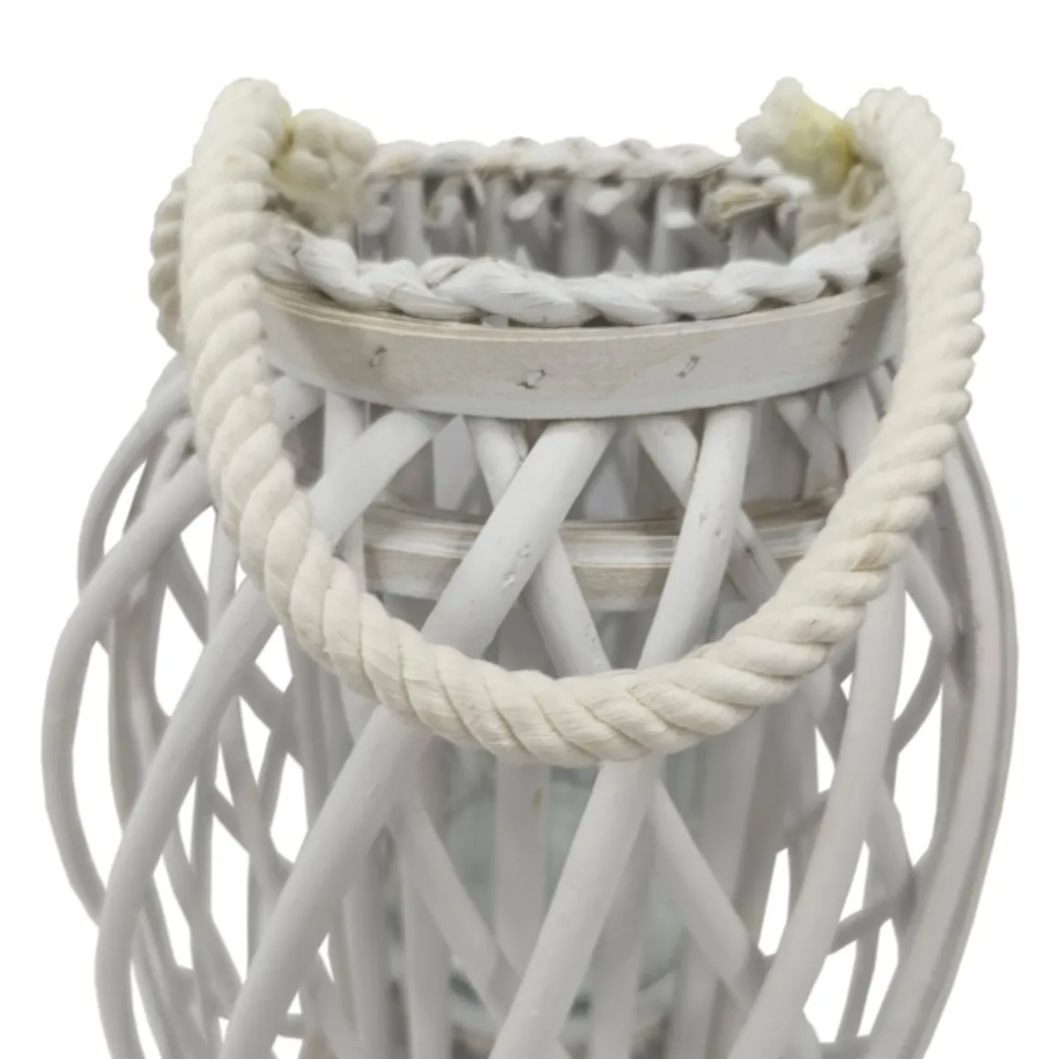 Laterne Bambus 26 x 40 cm weiss