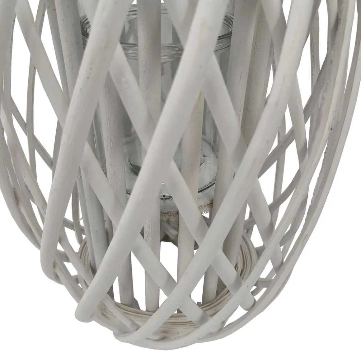 Laterne Bambus 26 x 40 cm weiss