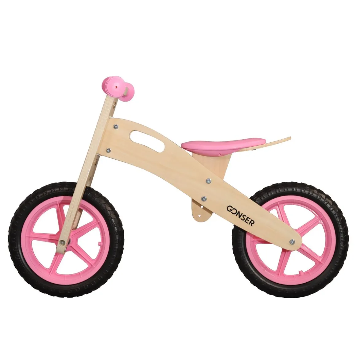 Laufrad Holz 12" pink/natur