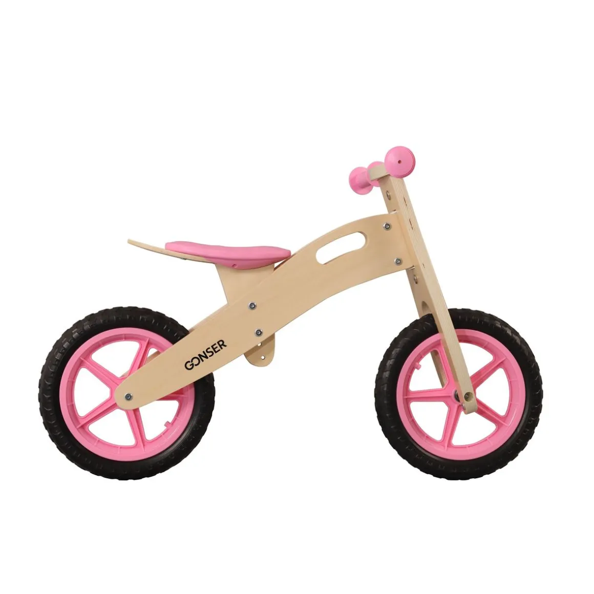 Laufrad Holz 12" pink/natur