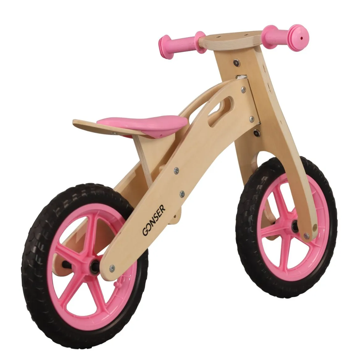 Laufrad Holz 12" pink/natur