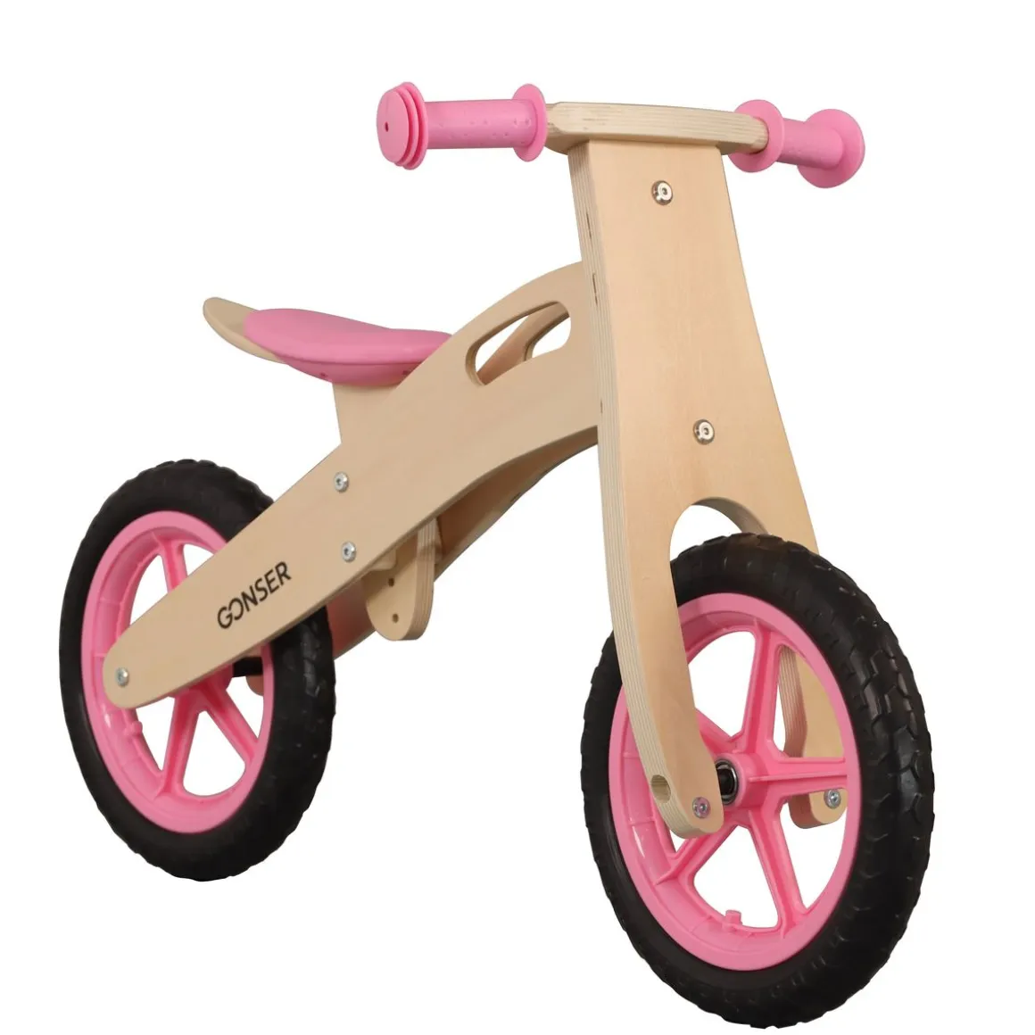 Laufrad Holz 12" pink/natur