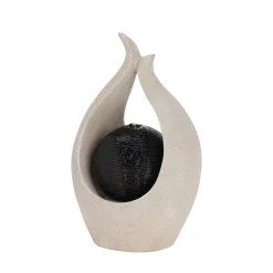 LED Brunnen 40 cm beige/schwarz