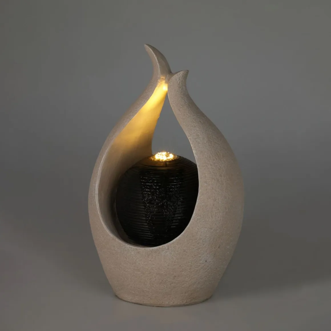 LED Brunnen 40 cm beige/schwarz