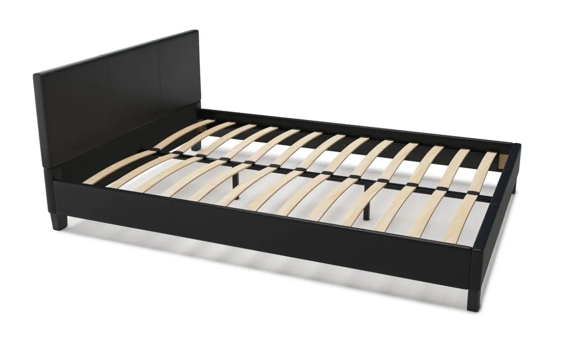 Lederbett DOZE 140 x 200 cm schwarz