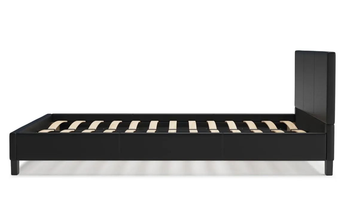 Lederbett DOZE 140 x 200 cm schwarz