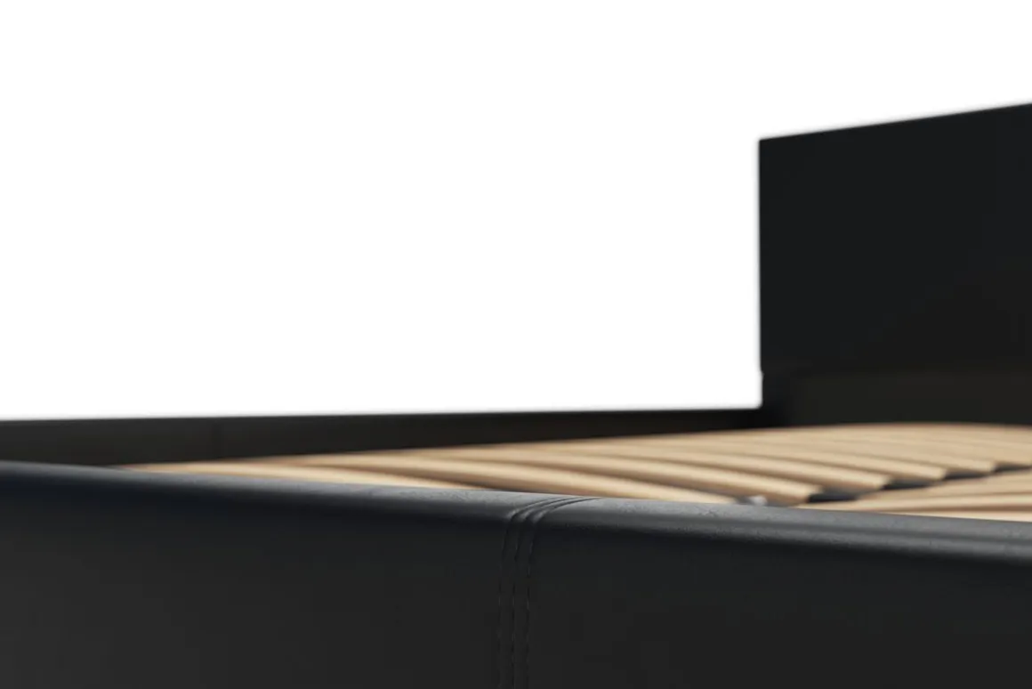 Lederbett DOZE 140 x 200 cm schwarz