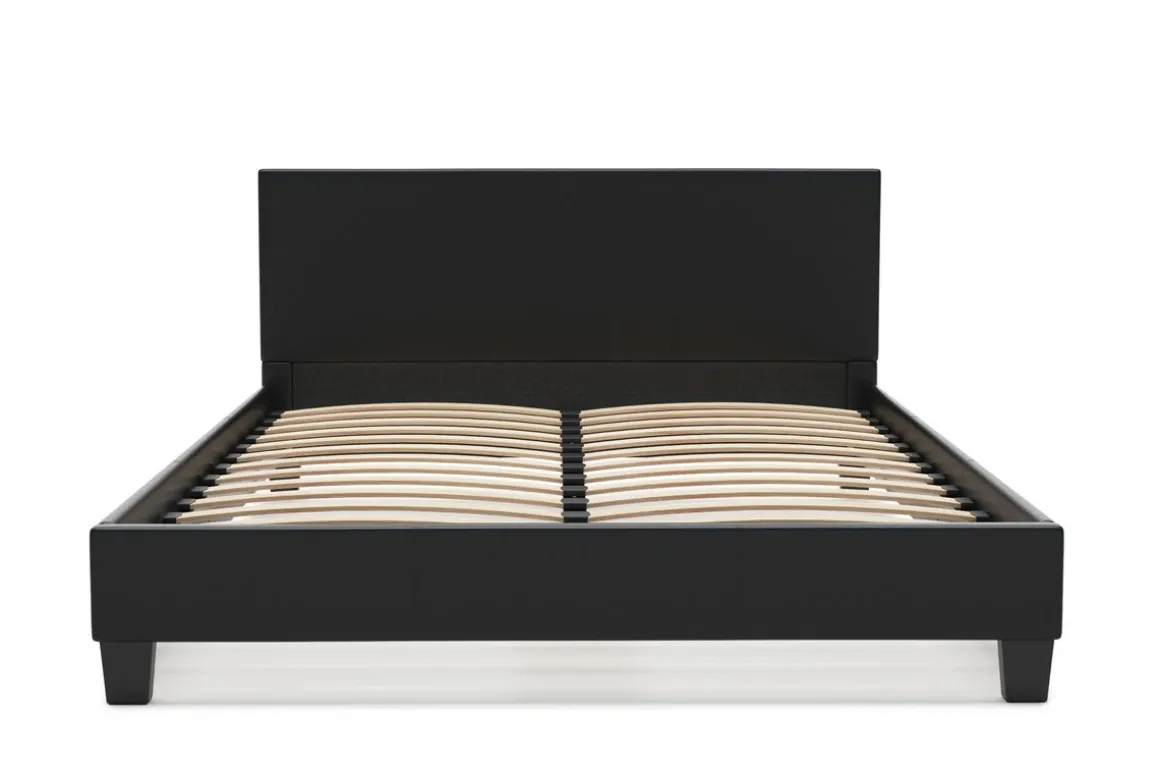 Lederbett DOZE 140 x 200 cm schwarz