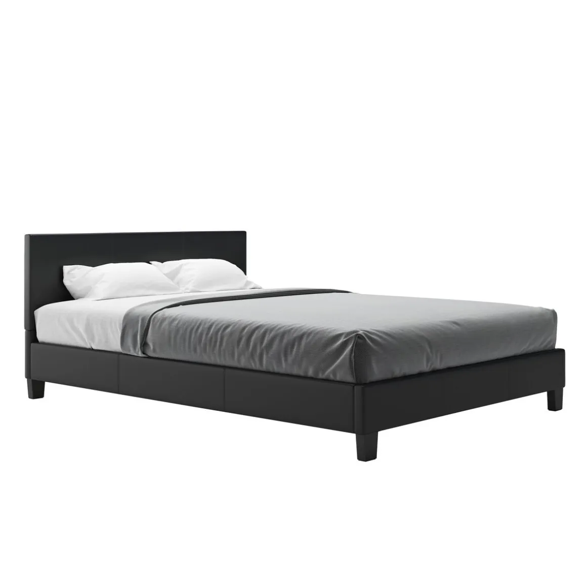 Lederbett DOZE 140 x 200 cm schwarz