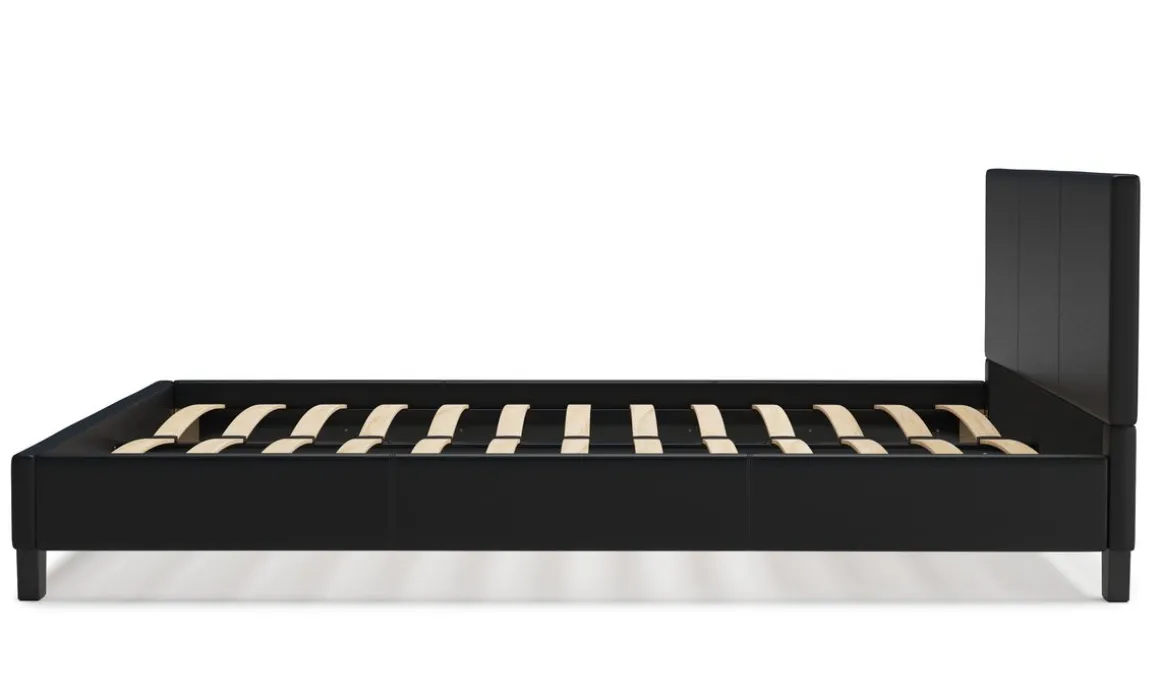 Lederbett DOZE 160 x 200 cm schwarz
