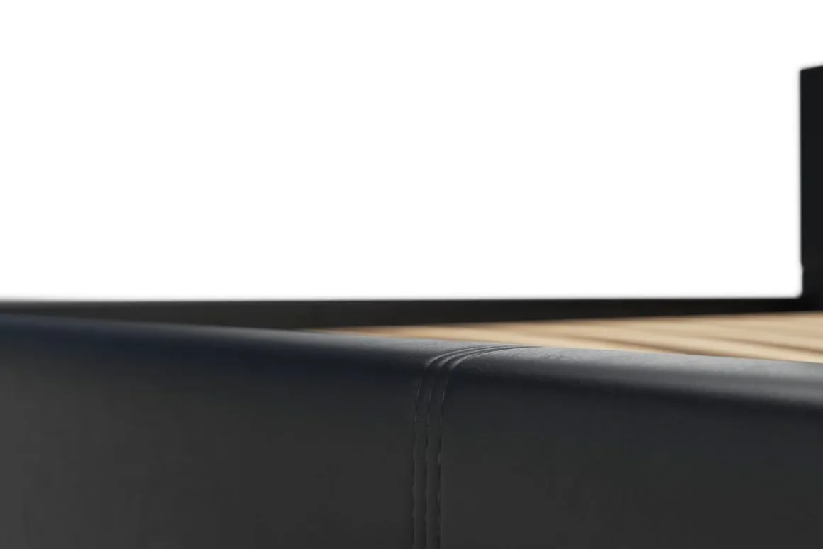Lederbett DOZE 160 x 200 cm schwarz