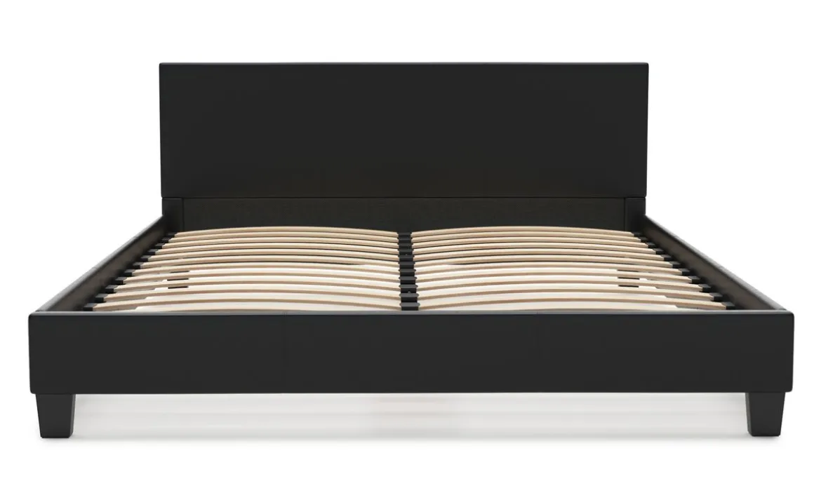 Lederbett DOZE 160 x 200 cm schwarz
