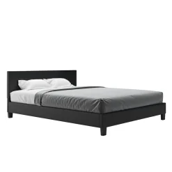 Lederbett DOZE 160 x 200 cm schwarz
