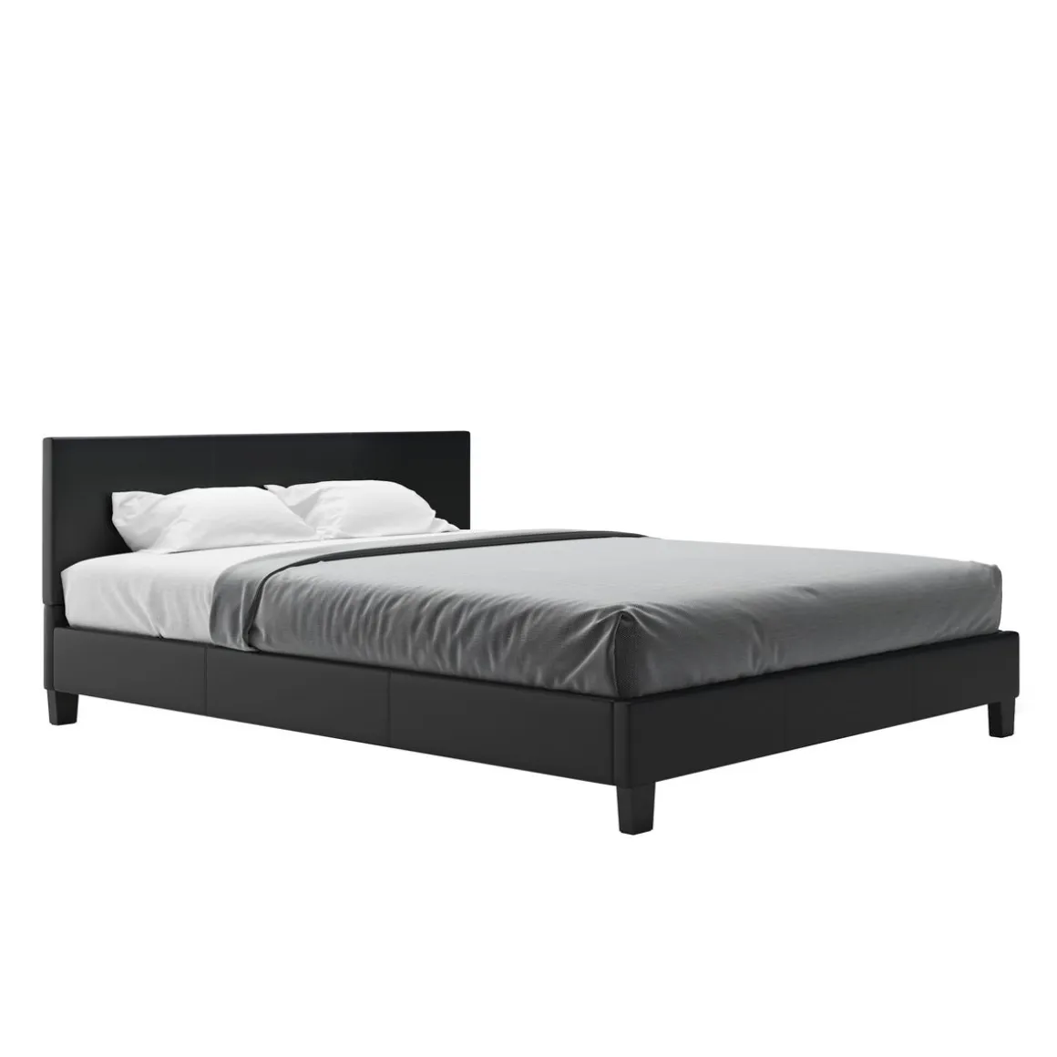 Lederbett DOZE 160 x 200 cm schwarz