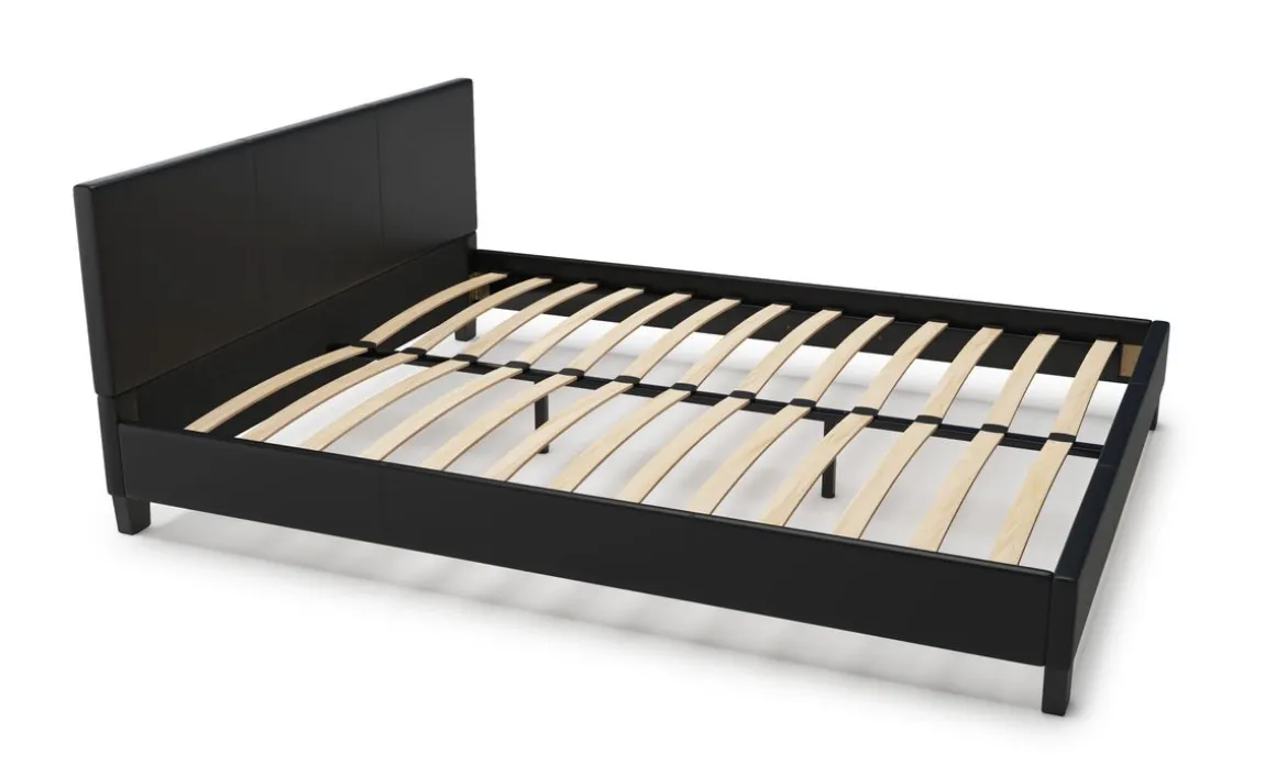 Lederbett DOZE 160 x 200 cm schwarz