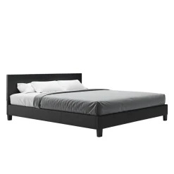 Lederbett DOZE 180 x 200 cm schwarz