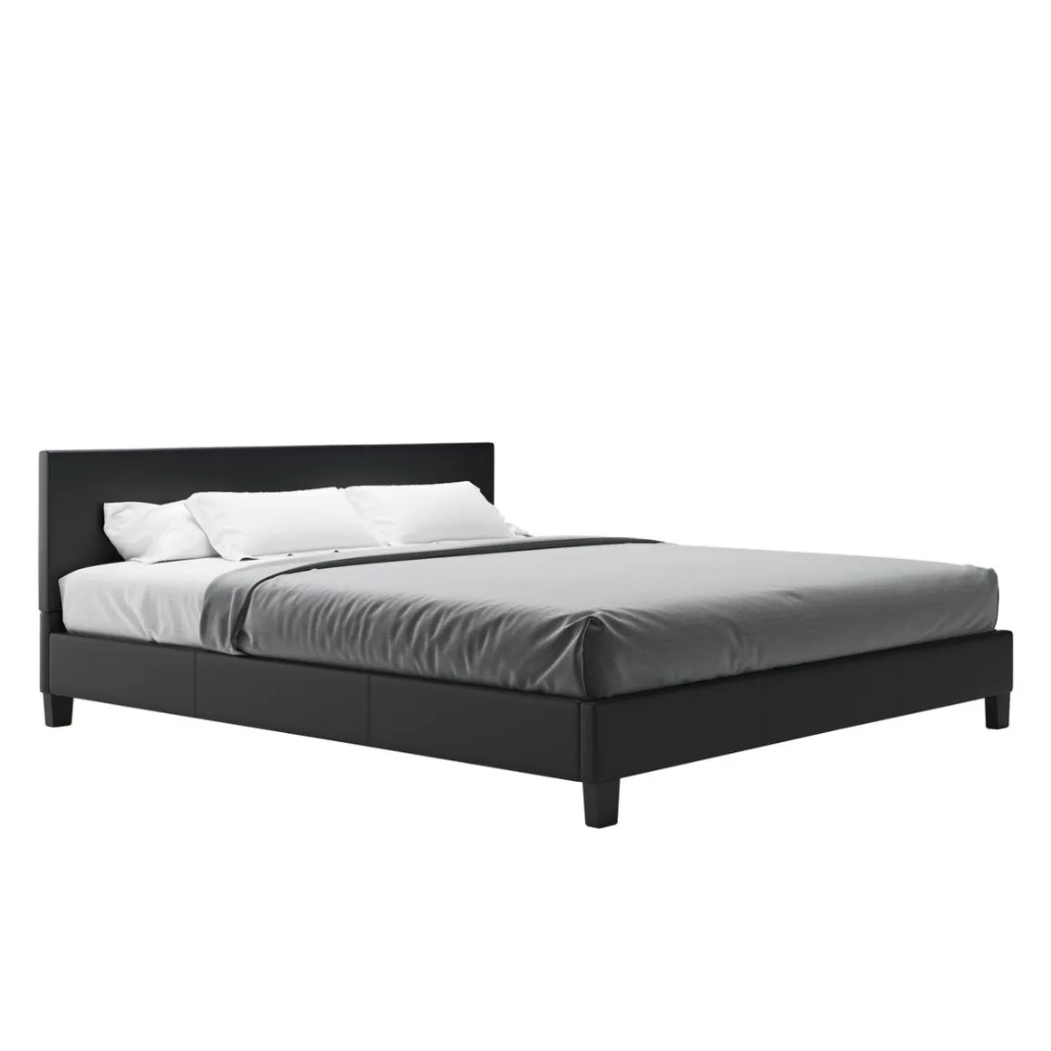 Lederbett DOZE 180 x 200 cm schwarz