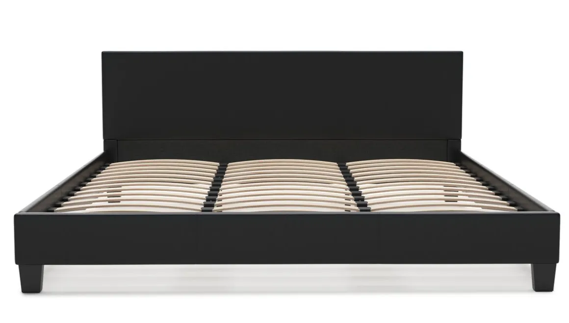 Lederbett DOZE 180 x 200 cm schwarz