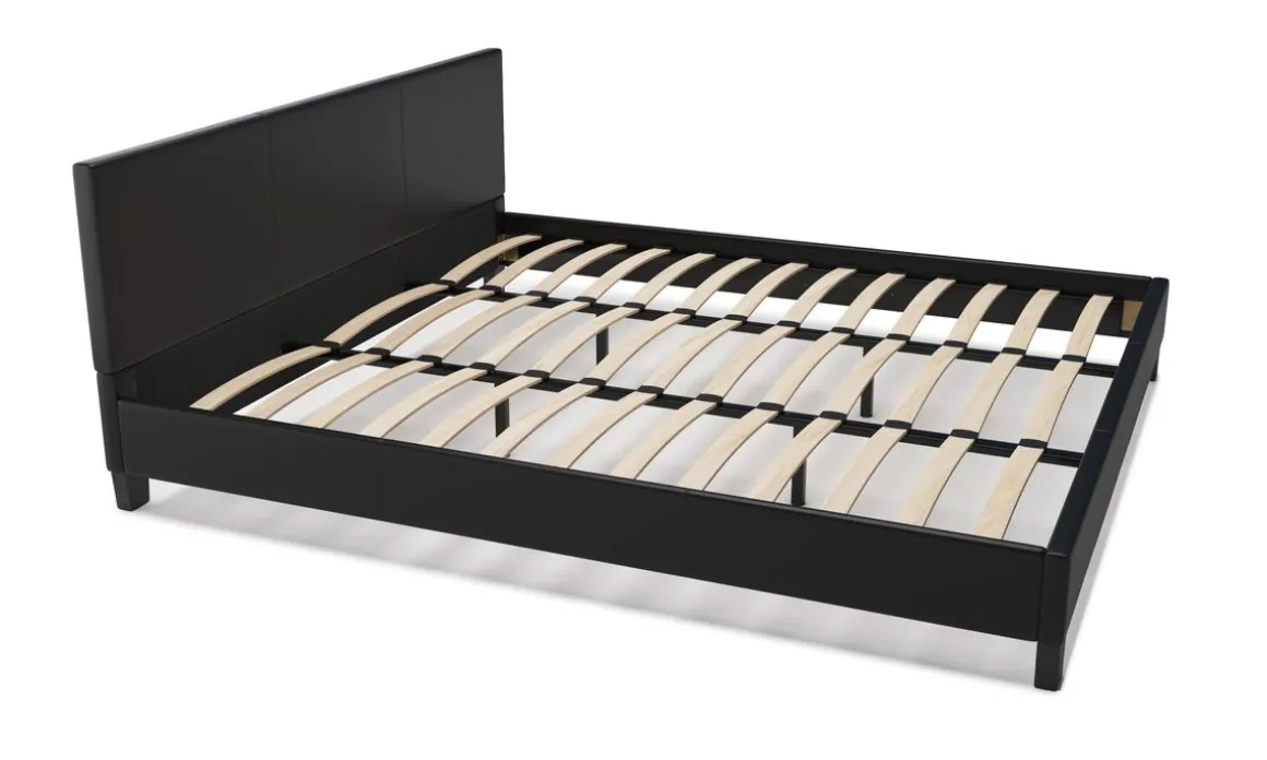 Lederbett DOZE 180 x 200 cm schwarz