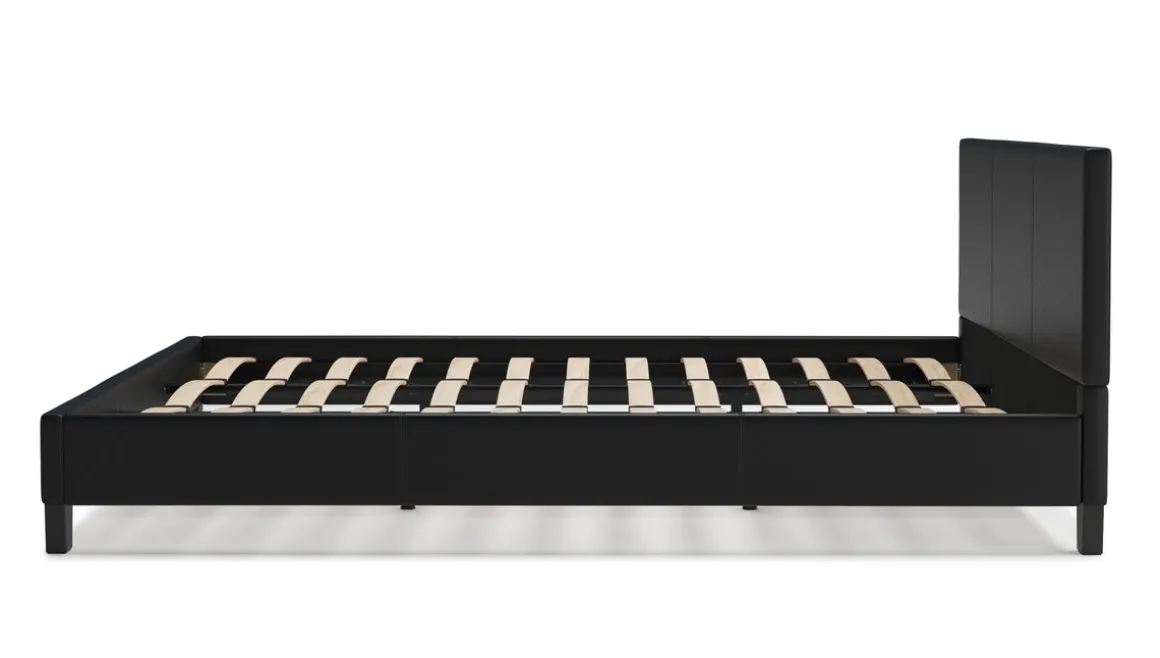 Lederbett DOZE 180 x 200 cm schwarz
