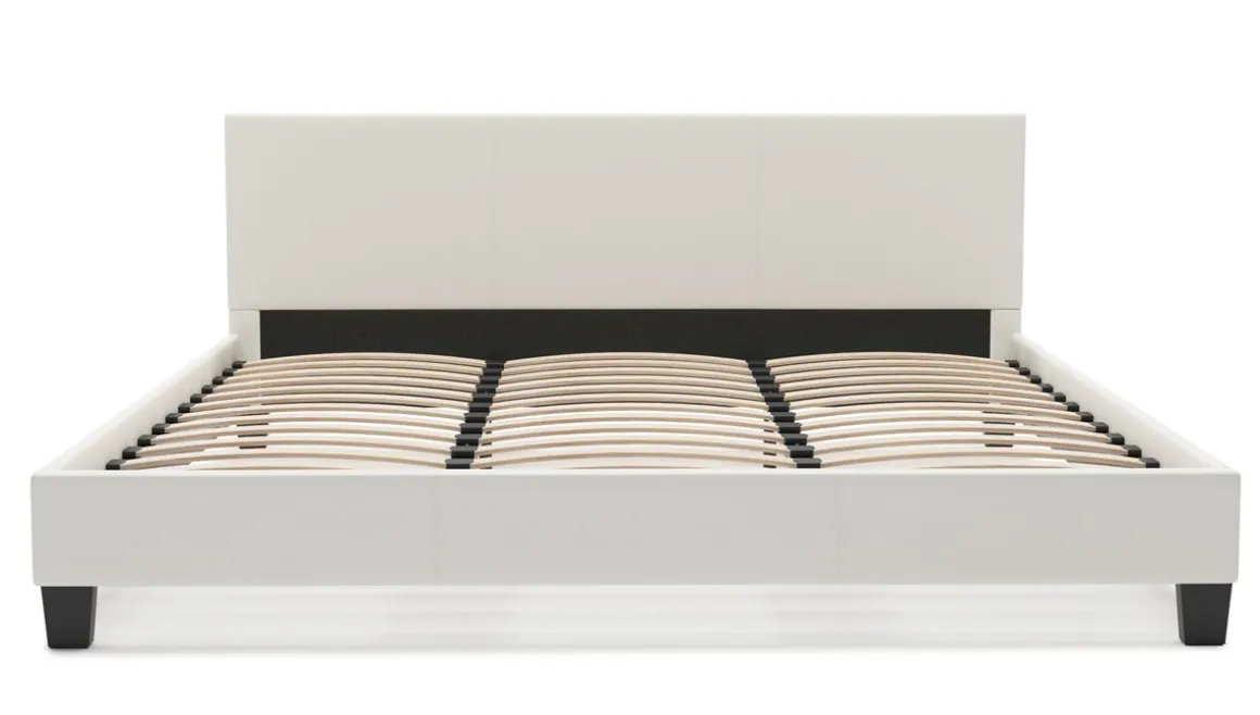 Lederbett DOZE 180 x 200 cm weiss
