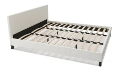 Lederbett DOZE 180 x 200 cm weiss
