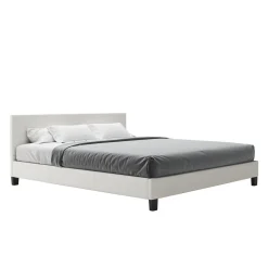 Lederbett DOZE 180 x 200 cm weiss