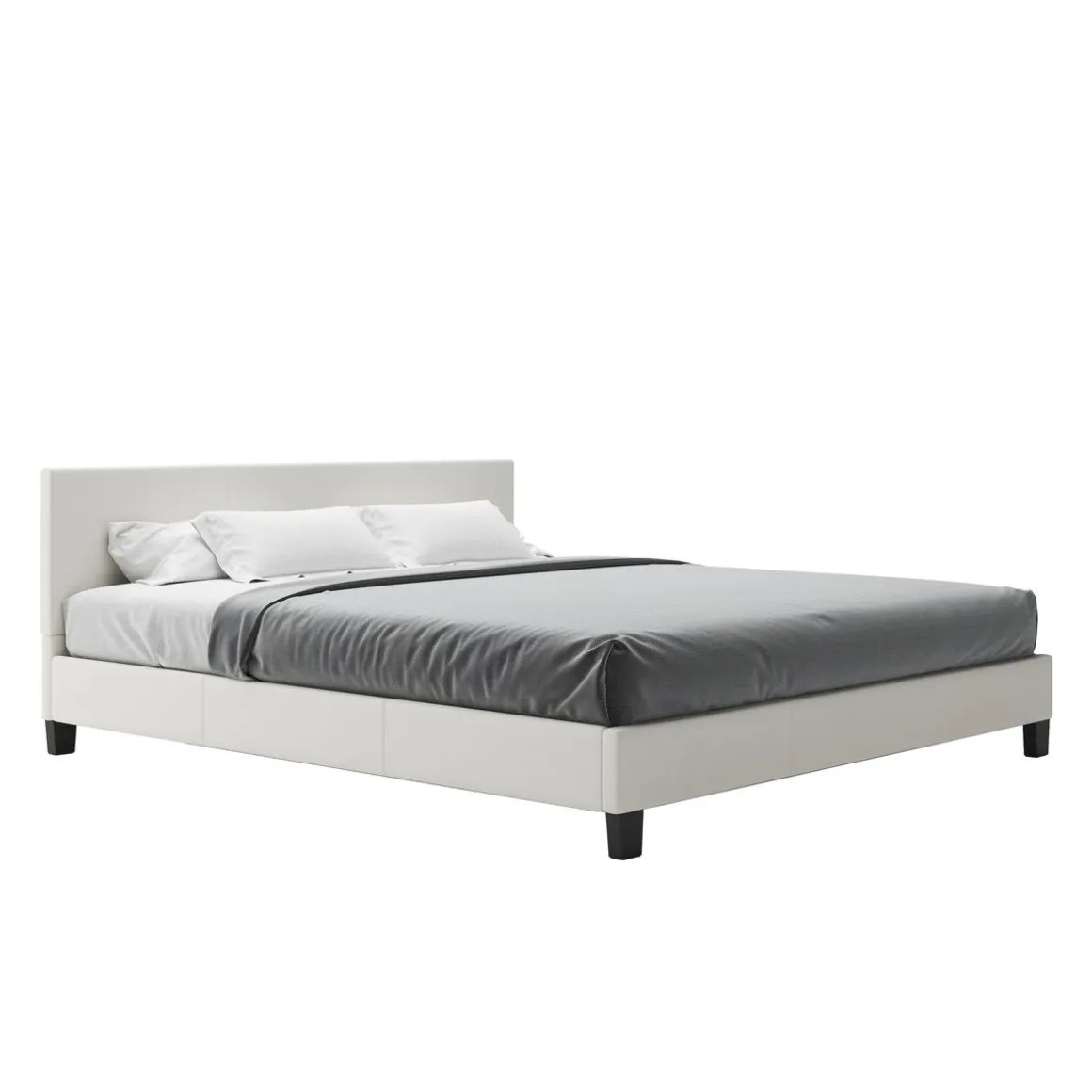Lederbett DOZE 180 x 200 cm weiss