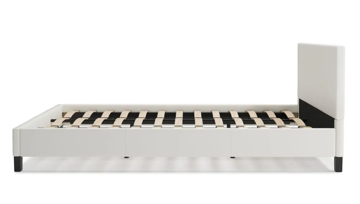 Lederbett DOZE 180 x 200 cm weiss
