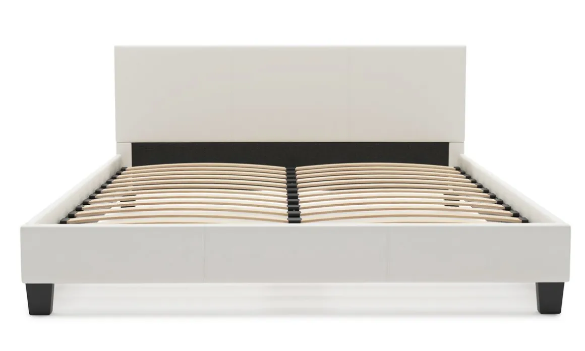 Lederbett DOZE 160 x 200 cm weiss