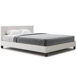 Lederbett DOZE 160 x 200 cm weiss