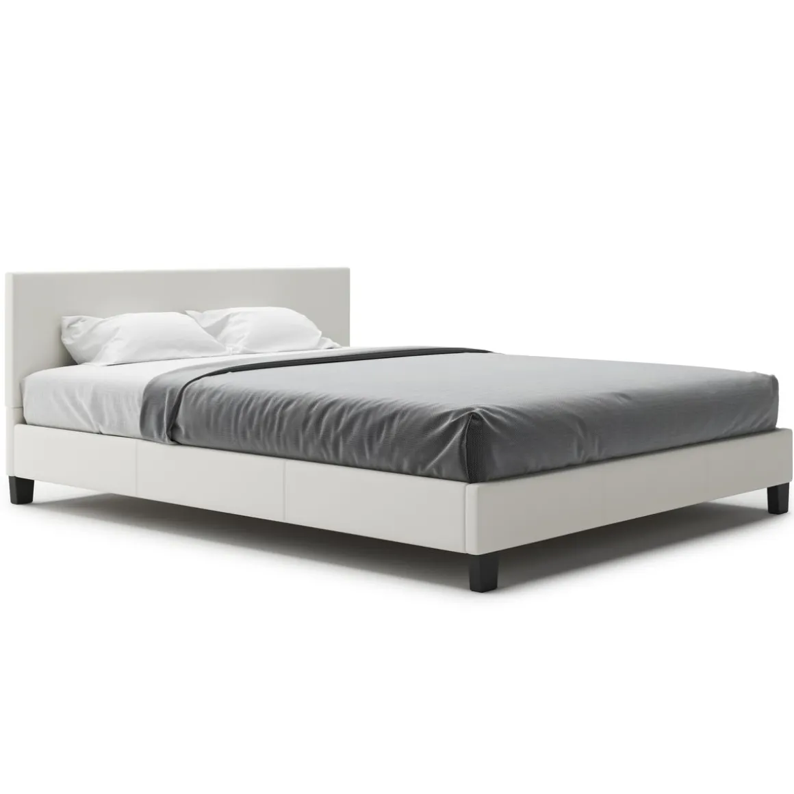 Lederbett DOZE 160 x 200 cm weiss