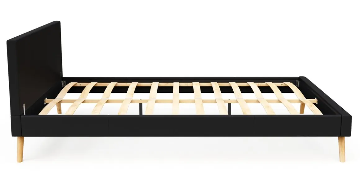Lederbett ELVAR 140 x 200 cm schwarz