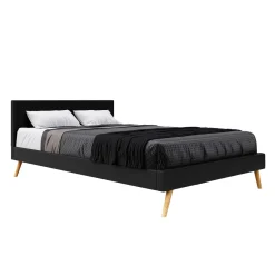 Lederbett ELVAR 140 x 200 cm schwarz