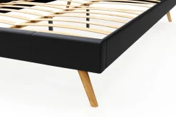 Lederbett ELVAR 140 x 200 cm schwarz