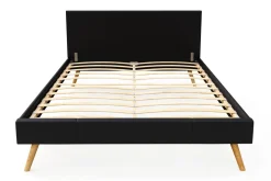 Lederbett ELVAR 140 x 200 cm schwarz