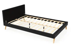 Lederbett ELVAR 140 x 200 cm schwarz