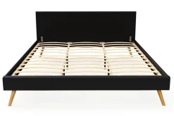 Lederbett ELVAR 180 x 200 cm schwarz