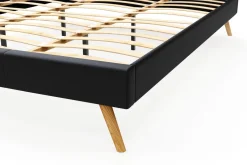 Lederbett ELVAR 180 x 200 cm schwarz