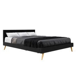 Lederbett ELVAR 180 x 200 cm schwarz