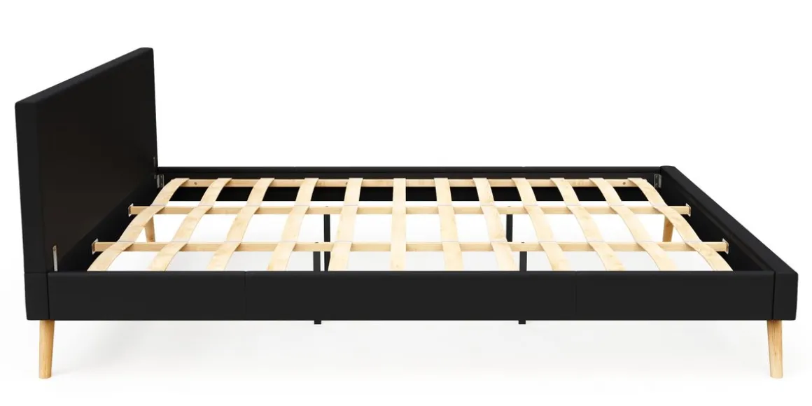 Lederbett ELVAR 180 x 200 cm schwarz