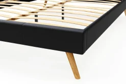 Lederbett ELVAR 160 x 200 cm schwarz
