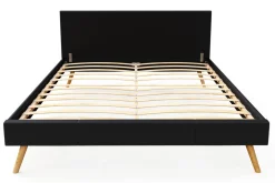 Lederbett ELVAR 160 x 200 cm schwarz