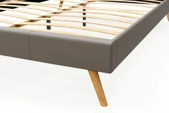 Lederbett ELVAR 160 x 200 cm taupe